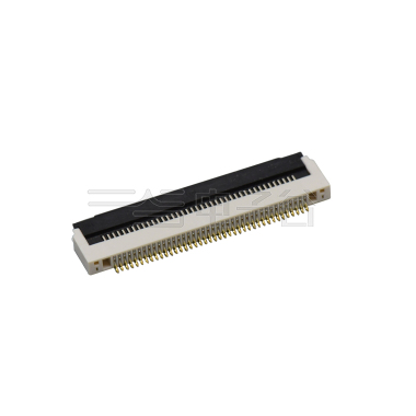 Pitch 0.50mm 90°H1.00mm 卧式下接前掀盖 SMT型 FPC 40Pin 自然色 HF